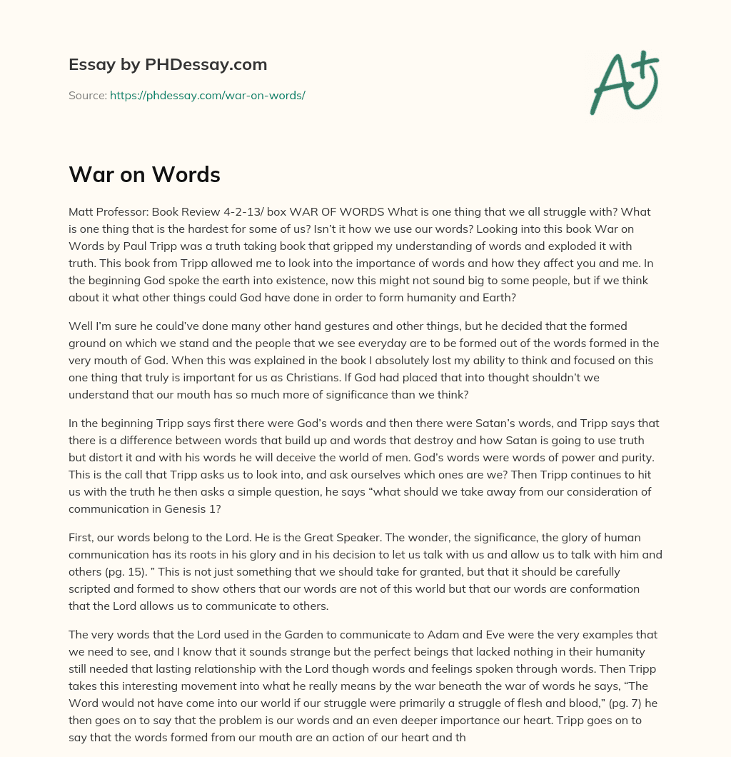 War on Words essay