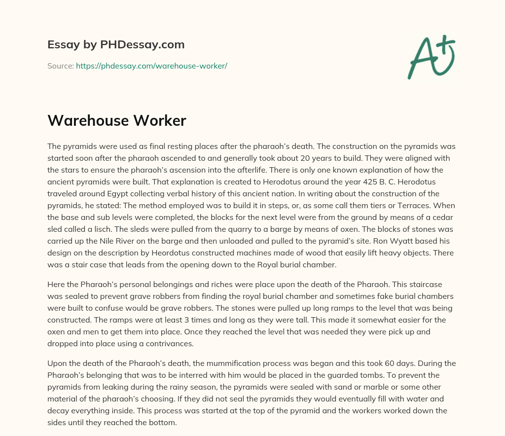 Warehouse Worker essay