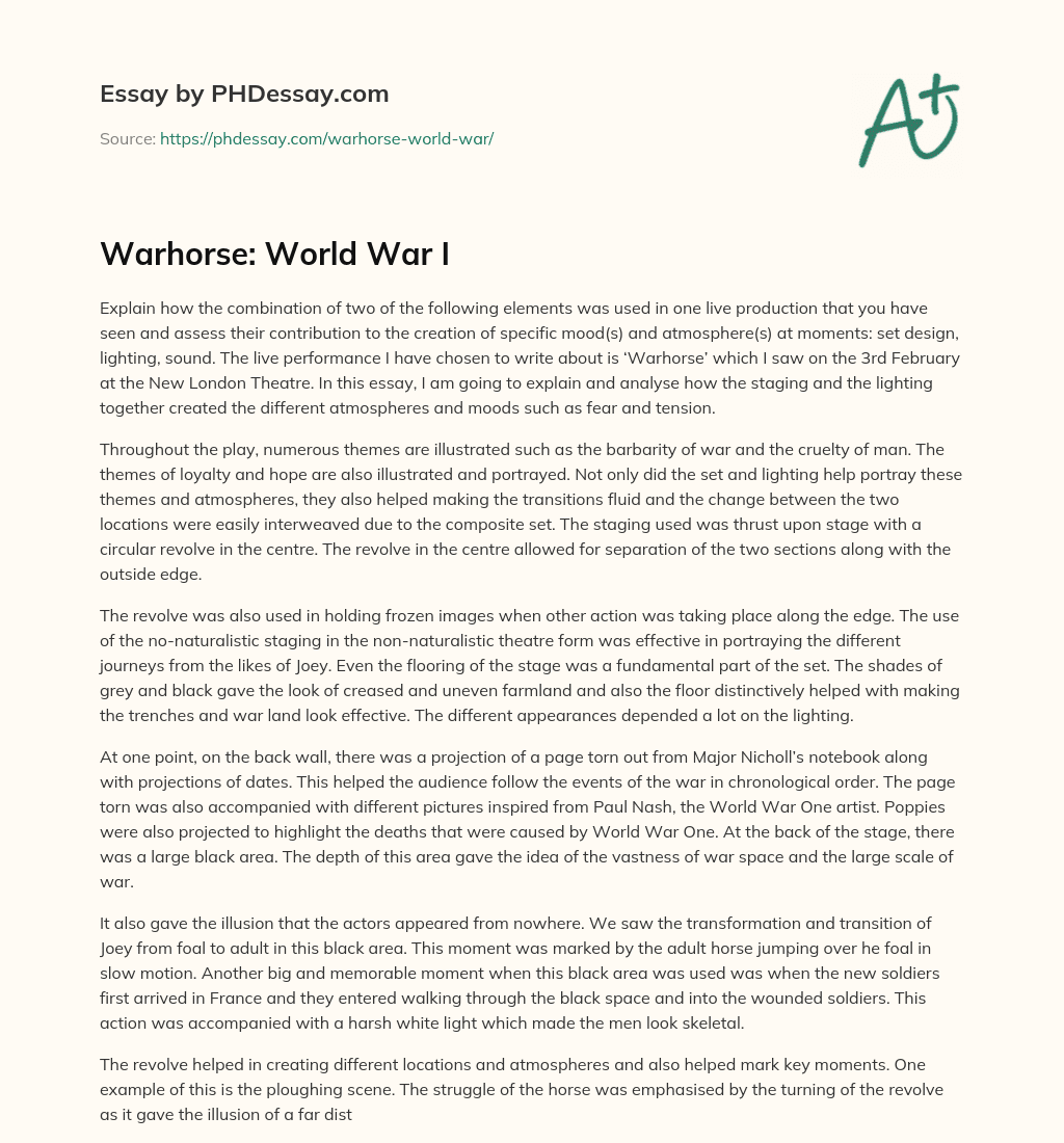 Warhorse: World War I essay