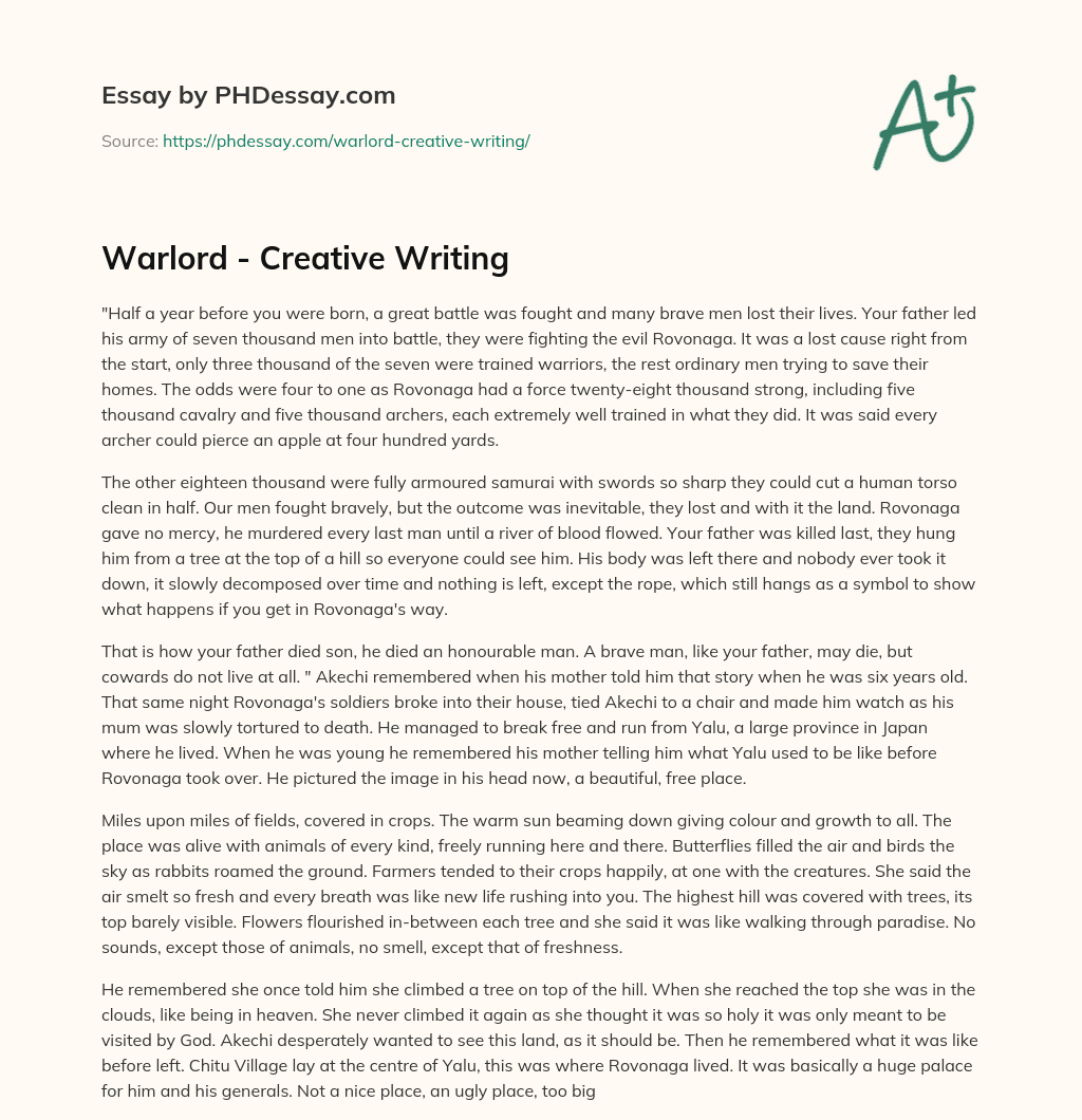 Warlord – Creative Writing essay
