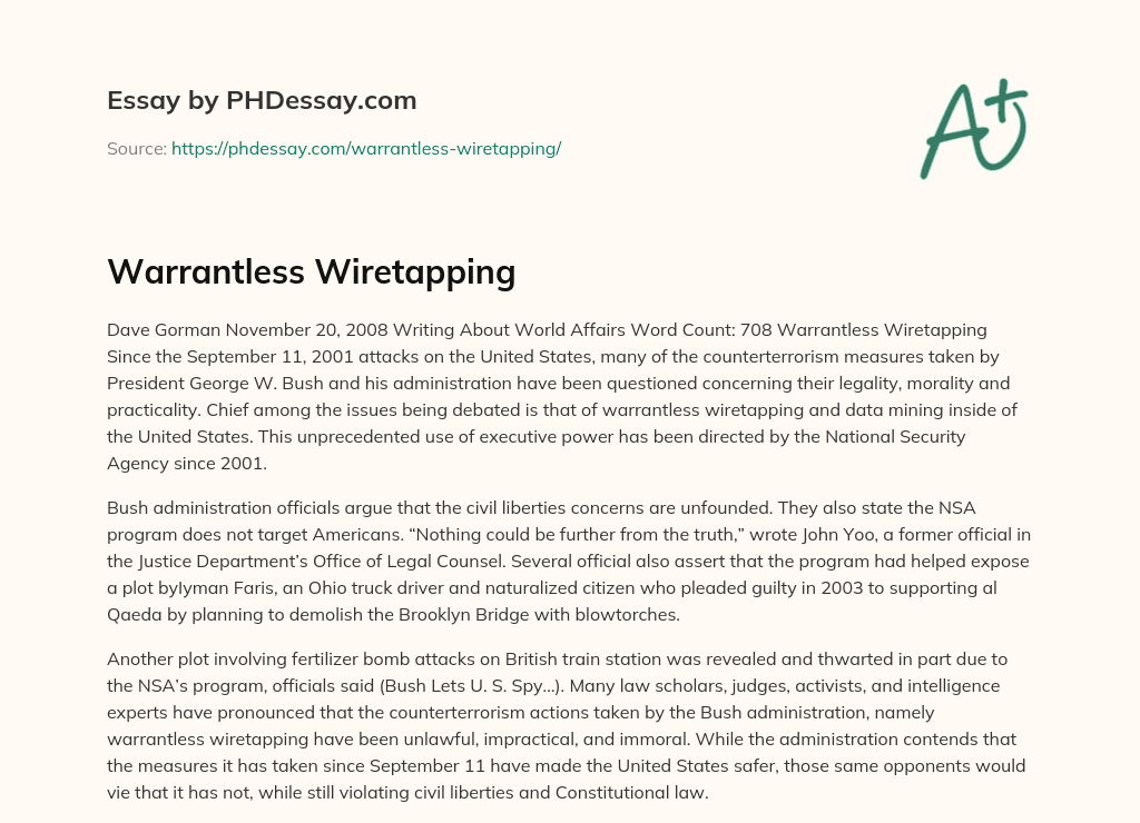 Warrantless Wiretapping essay