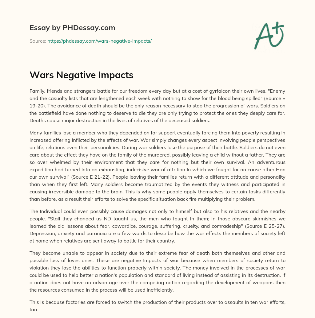 Wars Negative Impacts essay