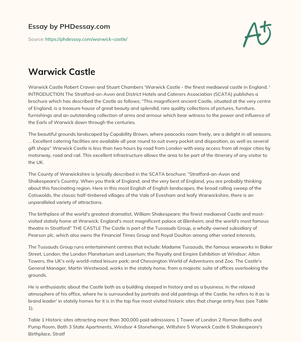 Warwick Castle essay