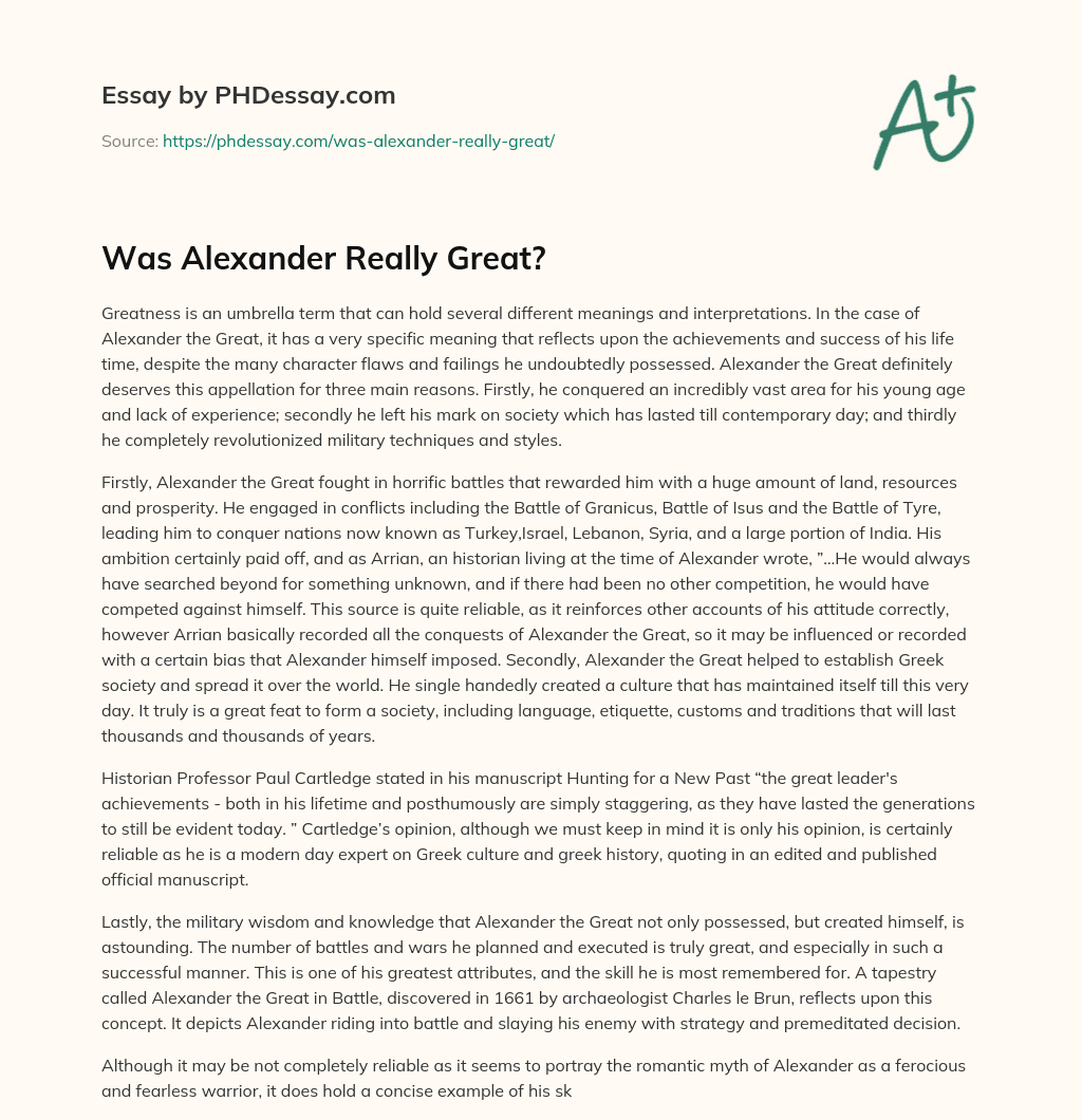 Was Alexander Really Great? essay