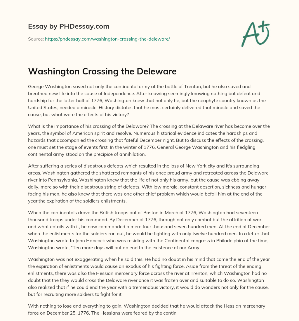 Washington Crossing the Deleware essay