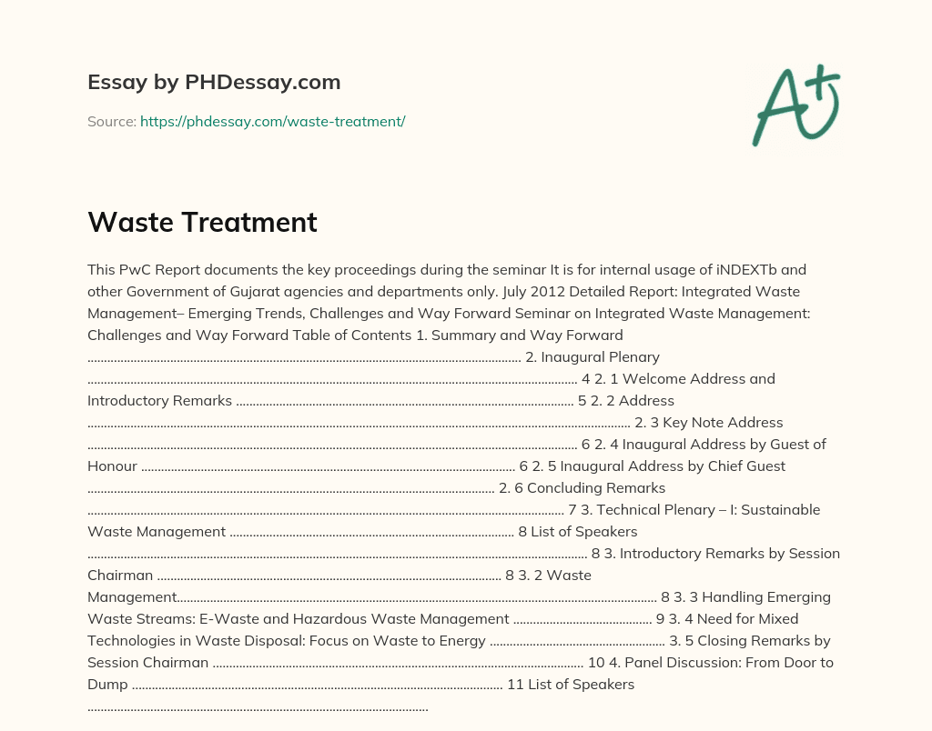 Waste Treatment essay