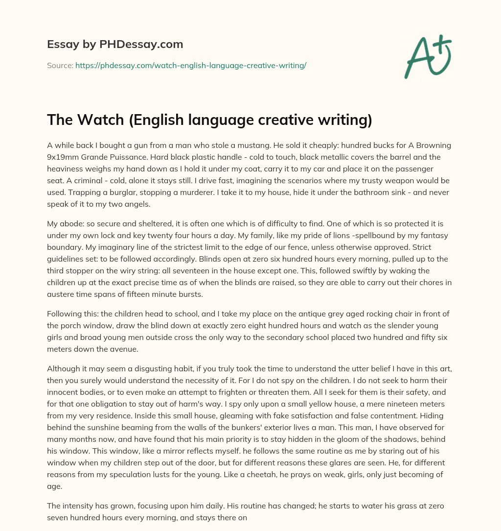 The Watch (English language creative writing) essay