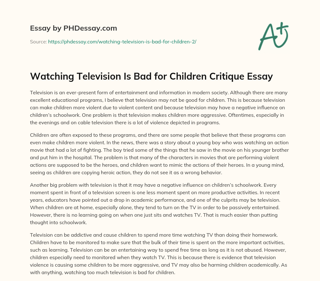 is television bad for you essay