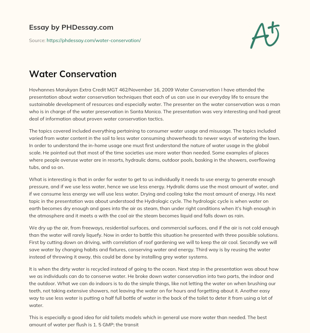 water conservation essay for class 5
