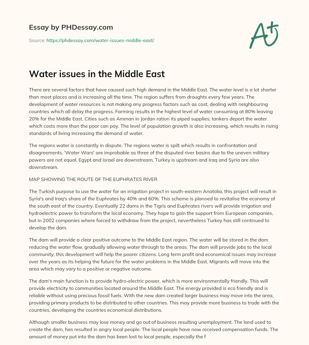 Water issues in the Middle East essay