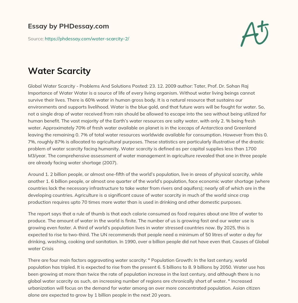 water scarcity essay in 500 words