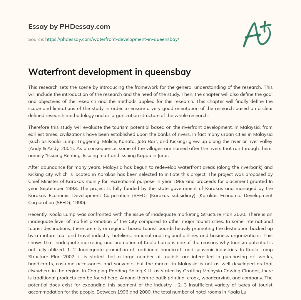 Waterfront development in queensbay essay