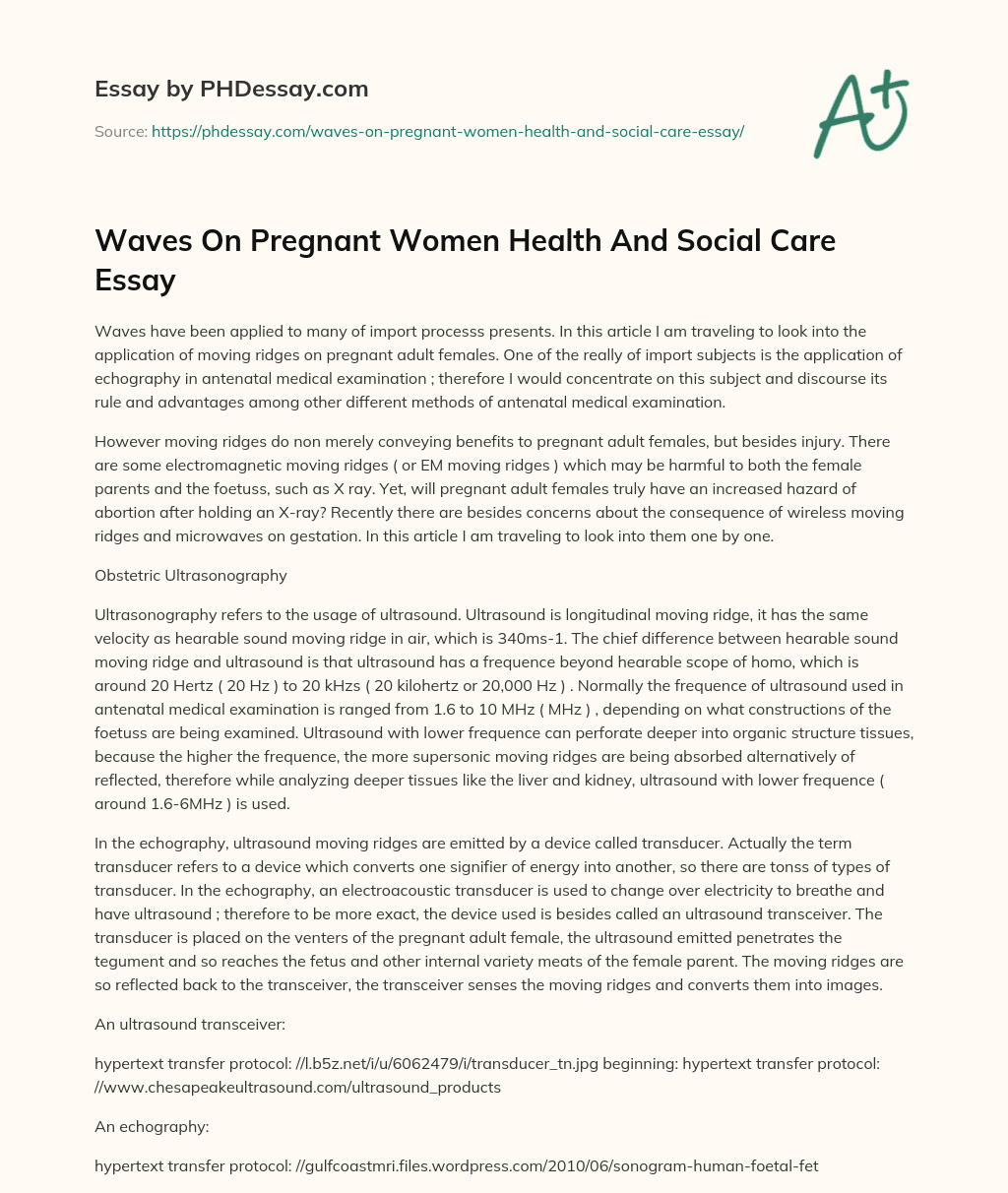 Waves On Pregnant Women Health And Social Care Essay essay
