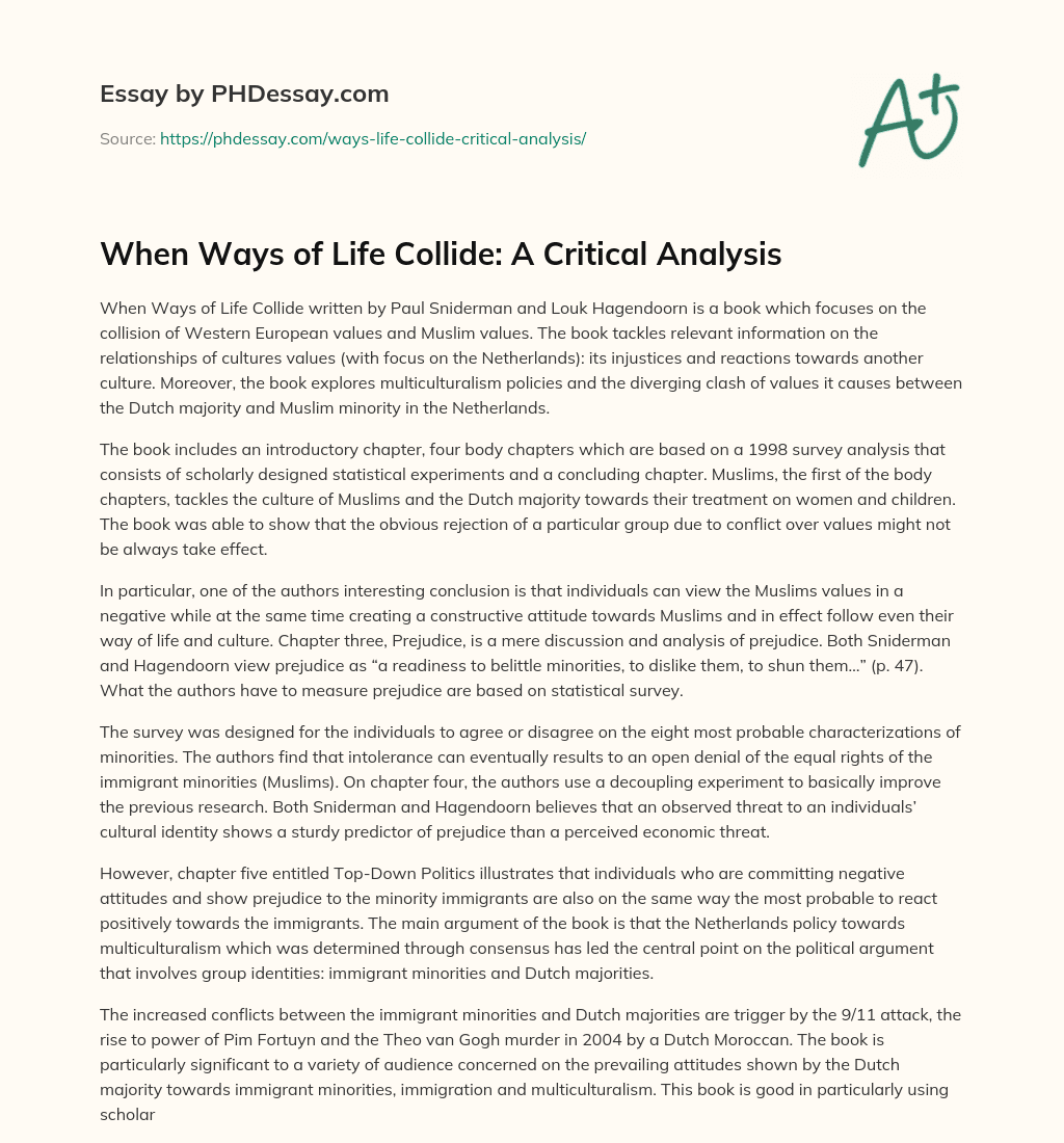 When Ways of Life Collide: A Critical Analysis essay