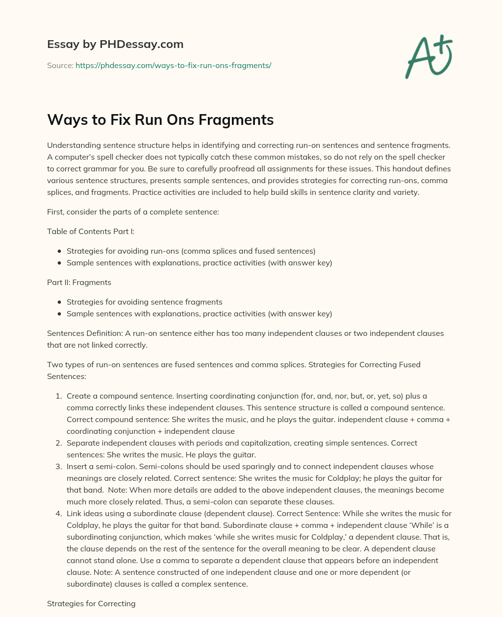 Ways to Fix Run Ons Fragments