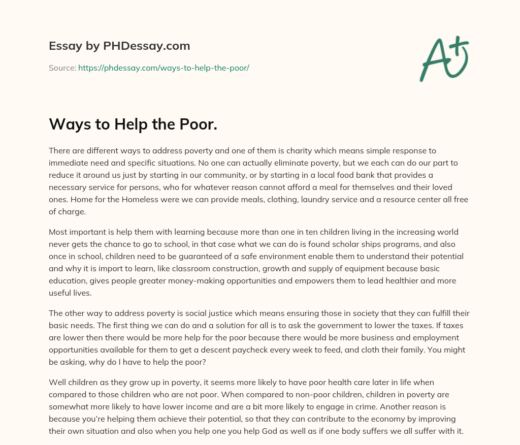 10 ways to help the poor essay