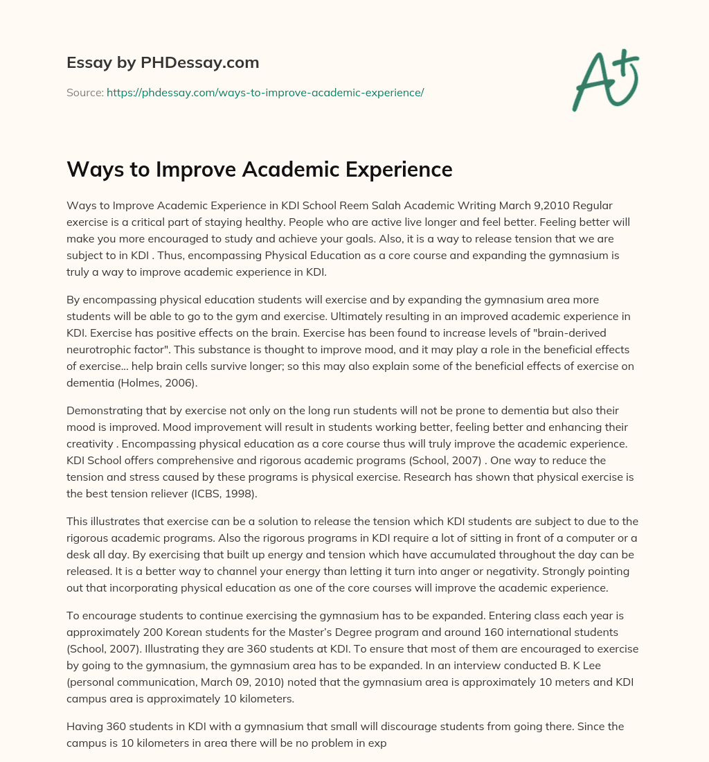 academic experience essay