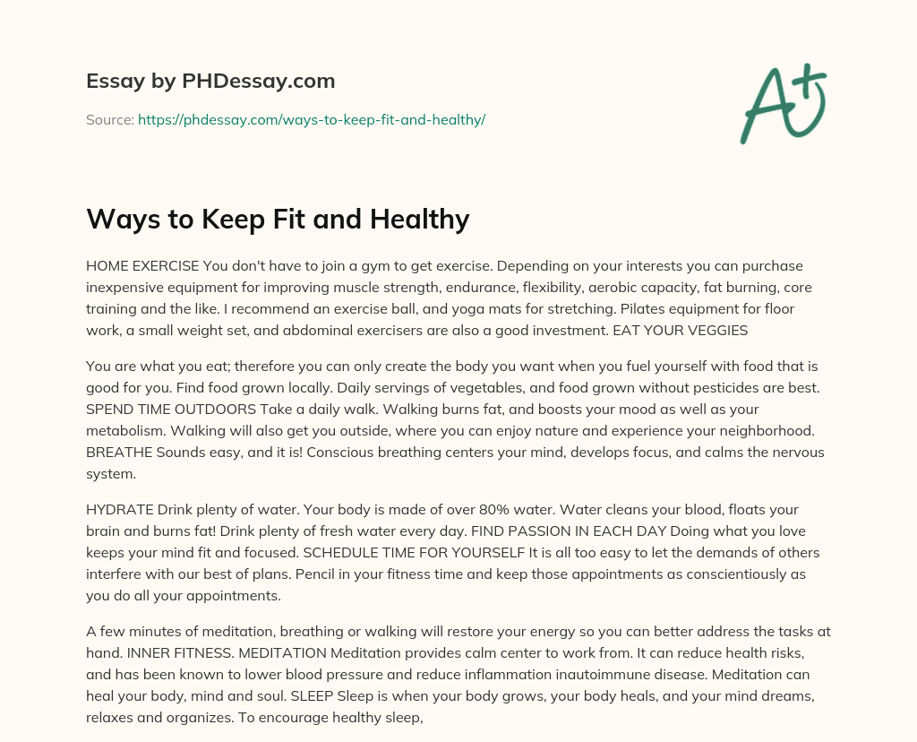 essay on how to stay healthy