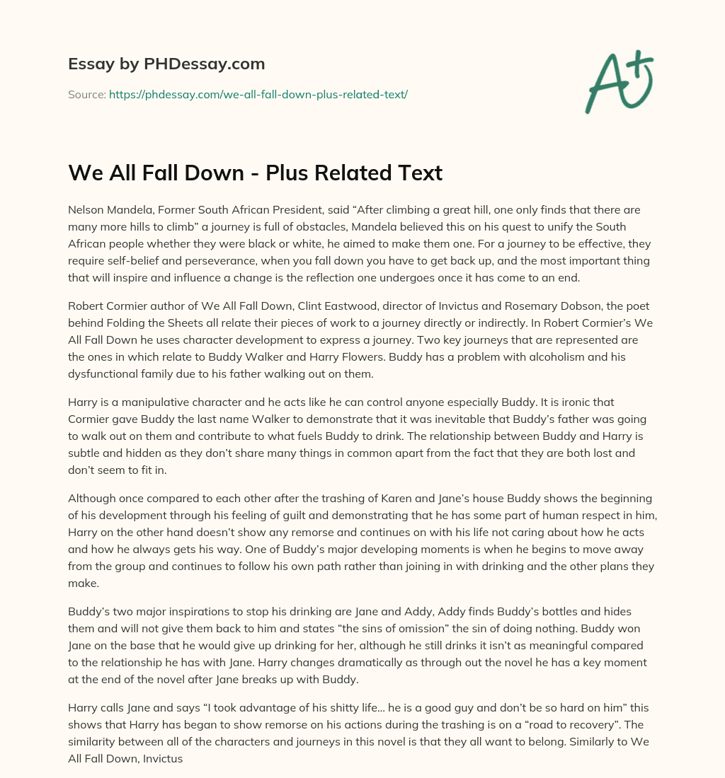 We All Fall Down – Plus Related Text essay