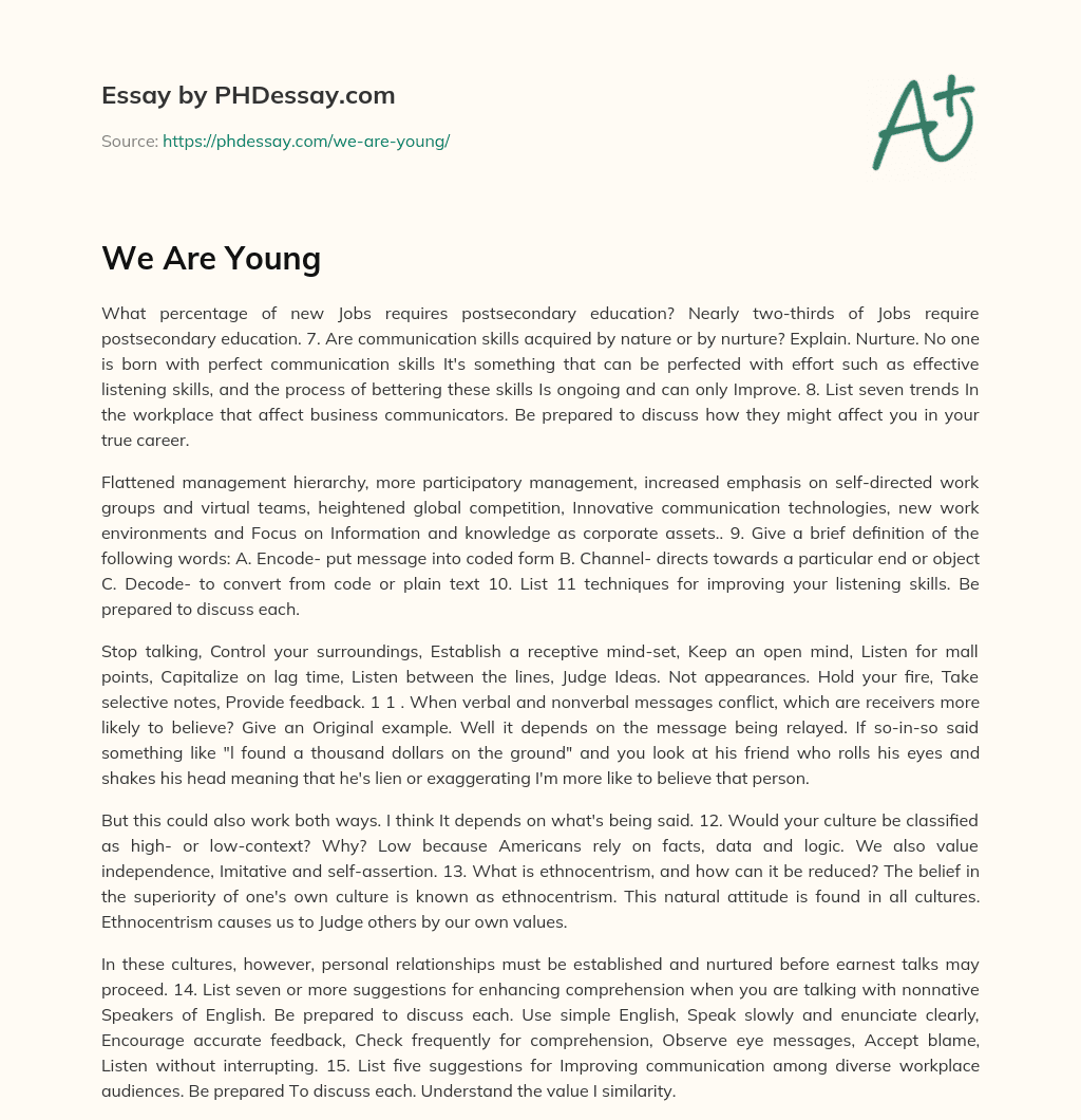 We Are Young essay