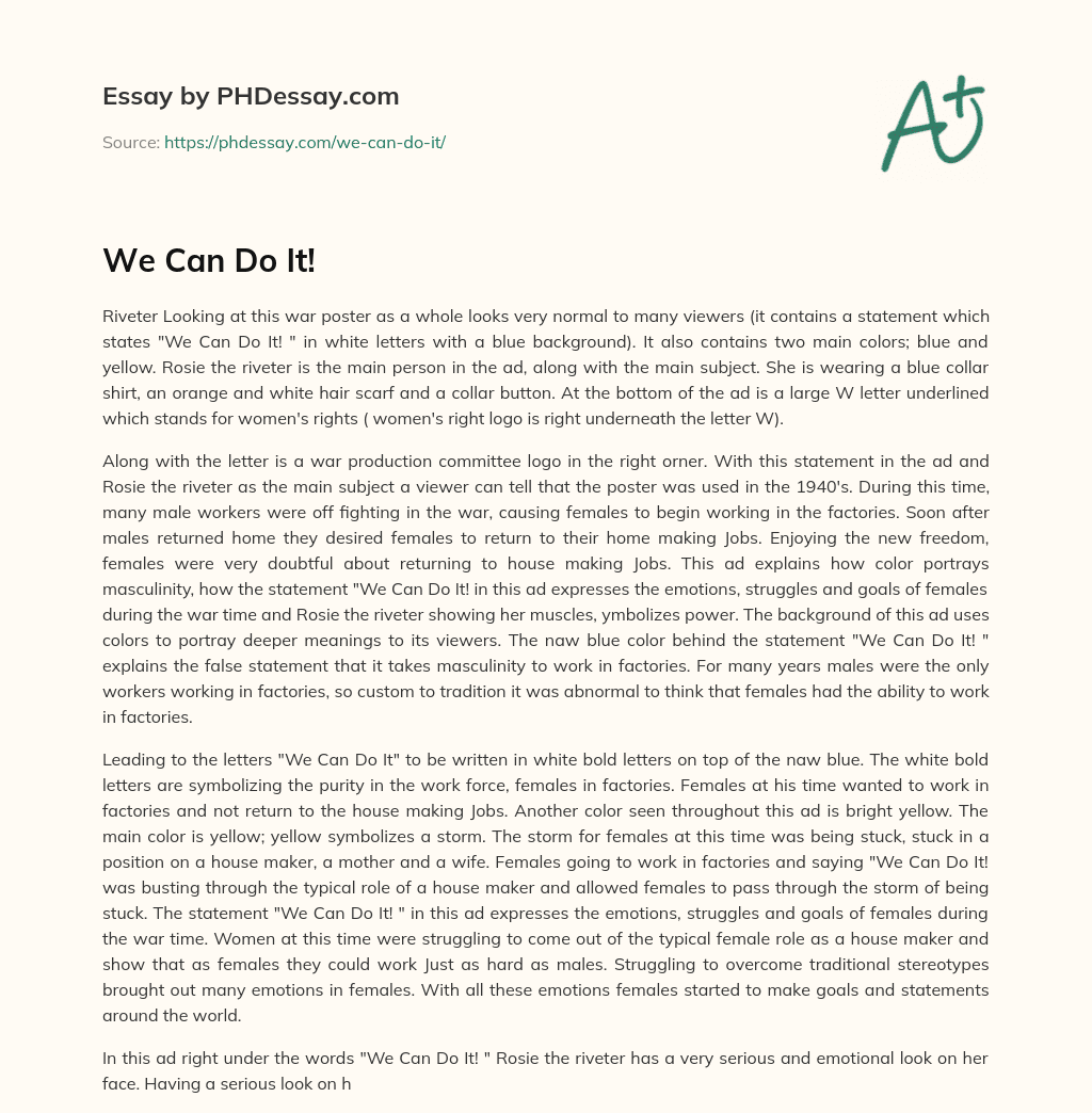 We Can Do It! essay