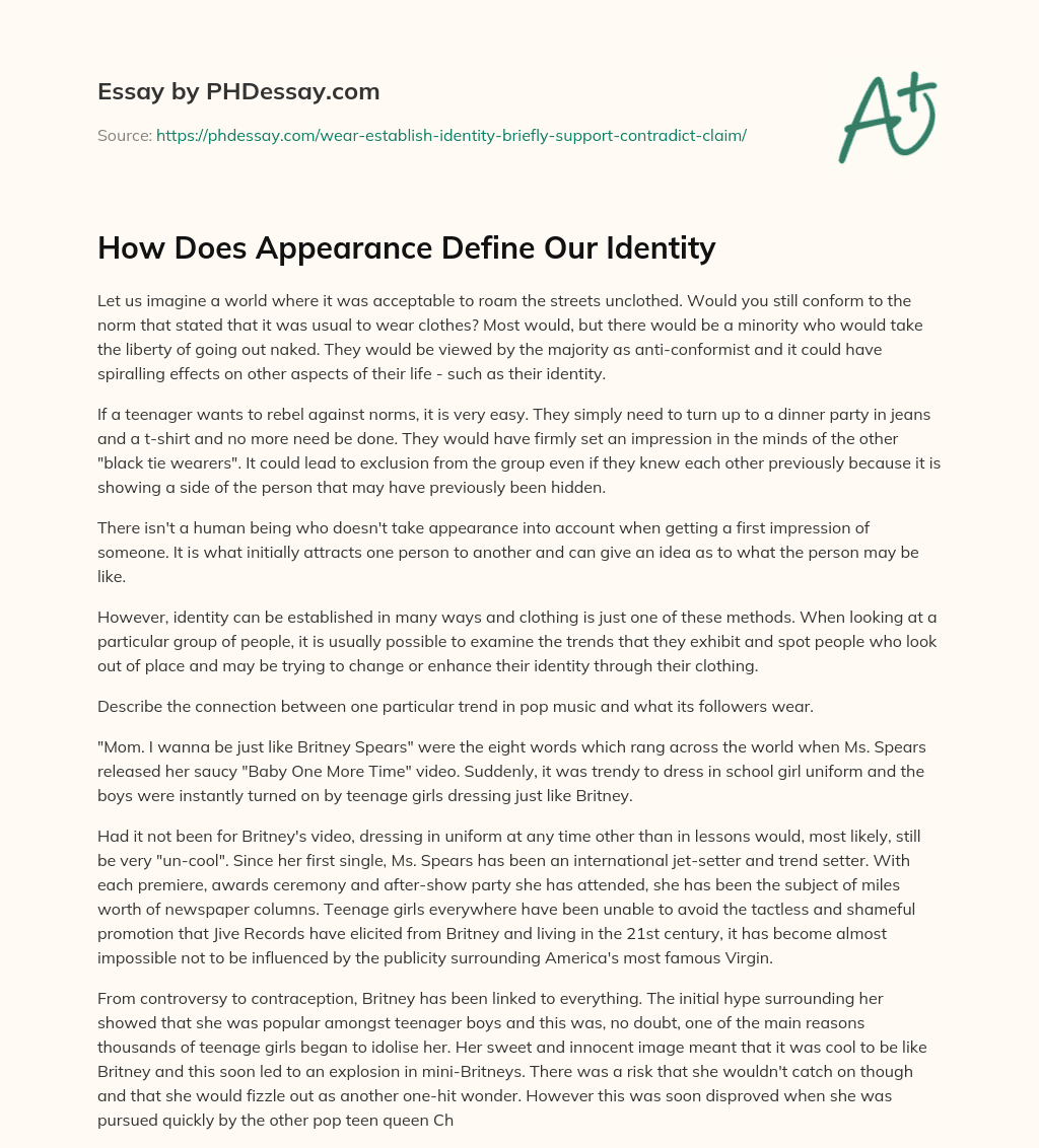 How Does Appearance Define Our Identity essay