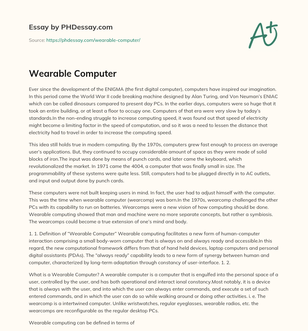 Wearable Computer essay