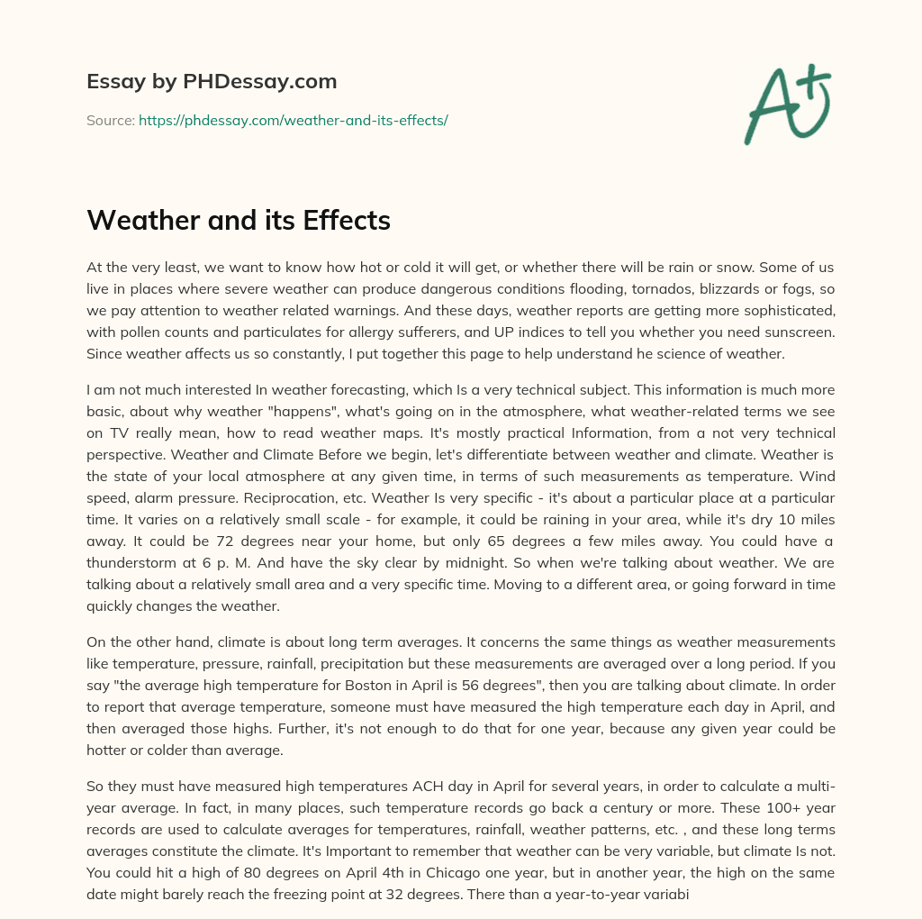 essay about weather changes