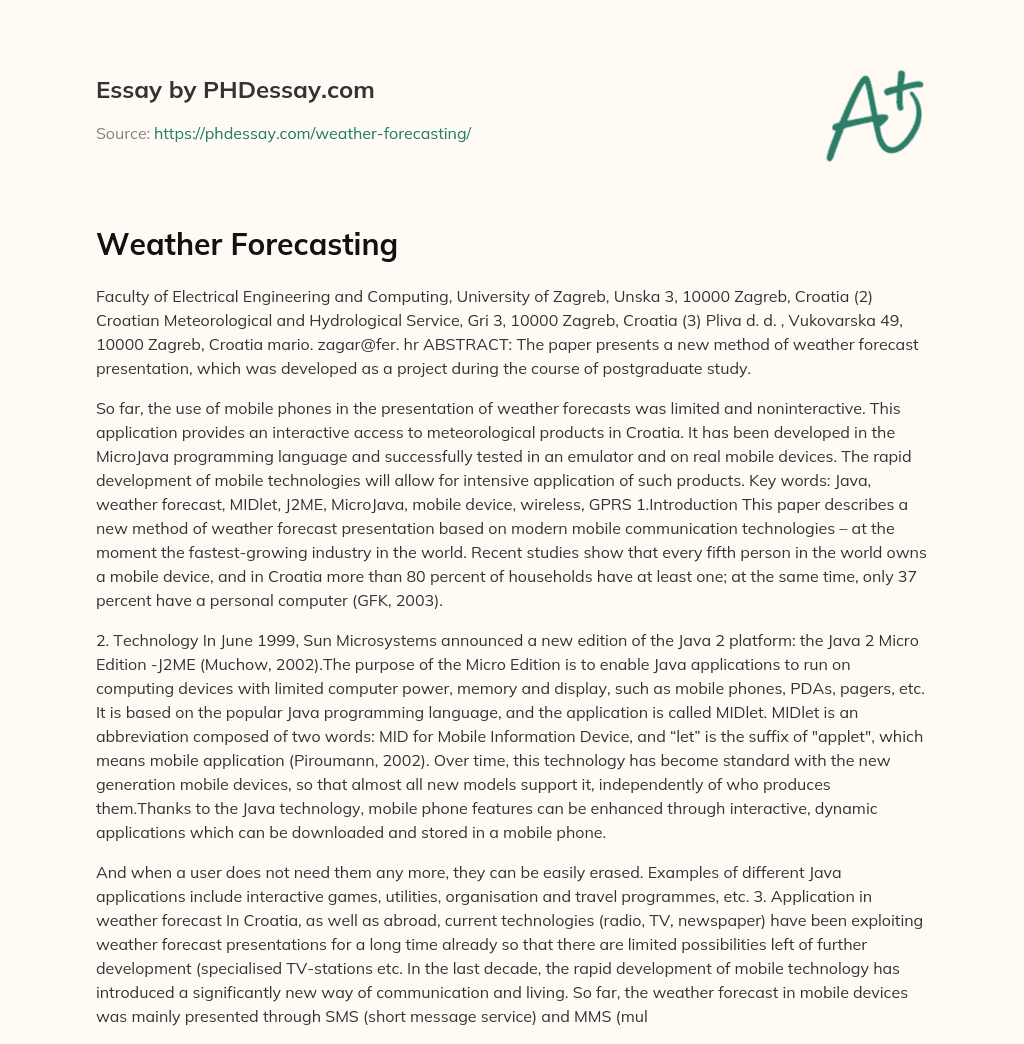 Weather Forecasting essay