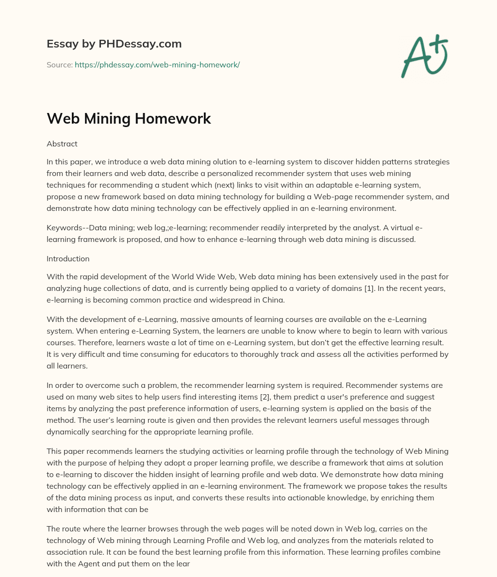 Web Mining Homework essay