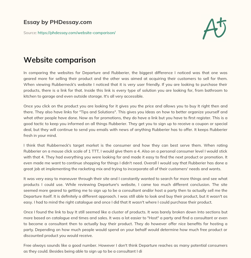 Website comparison essay