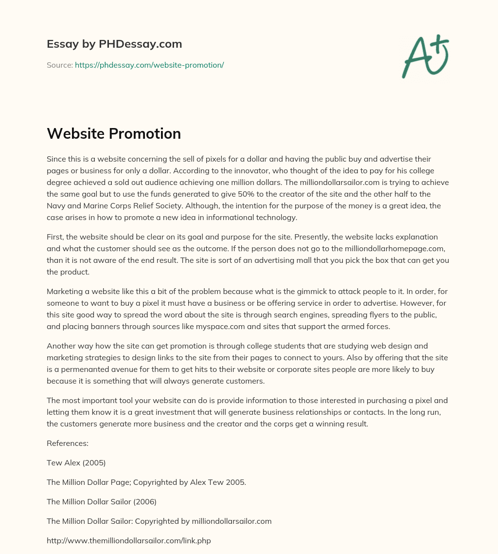 Website Promotion essay