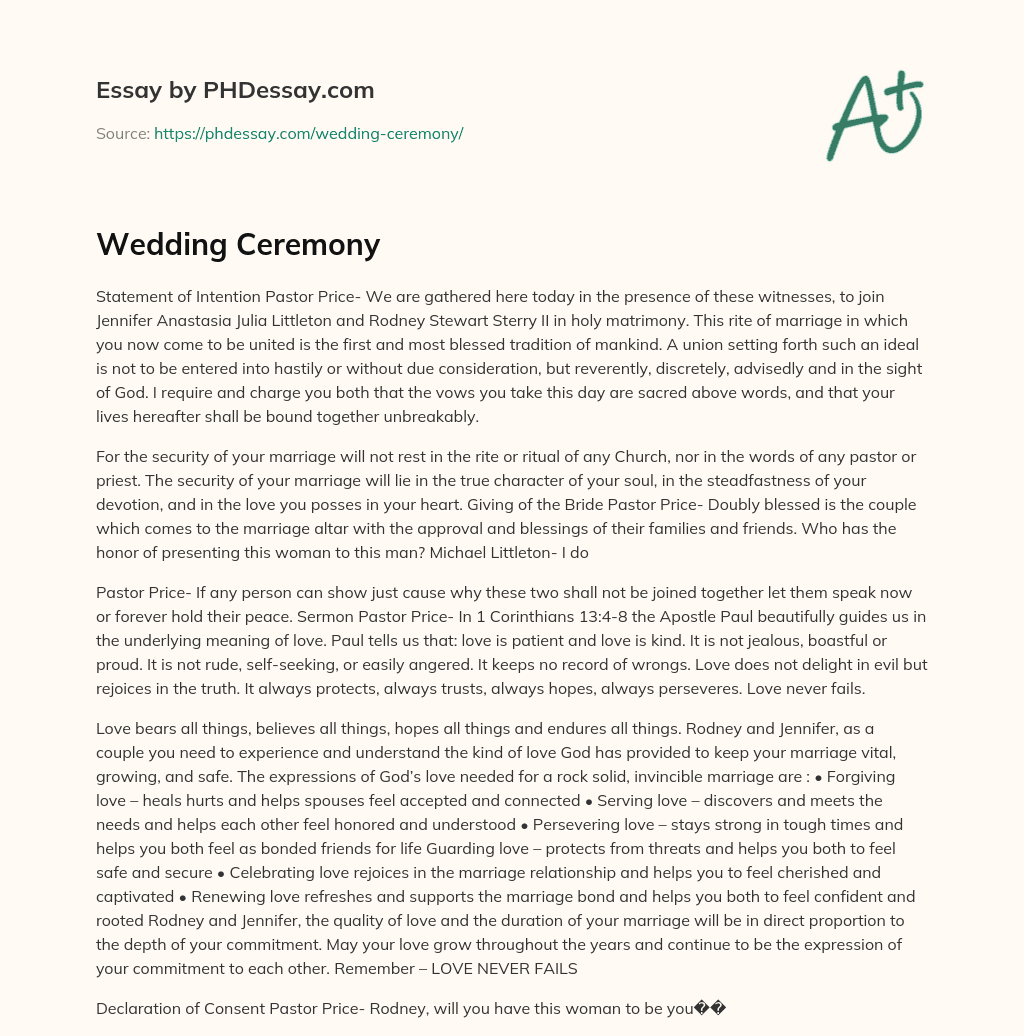Wedding Ceremony essay