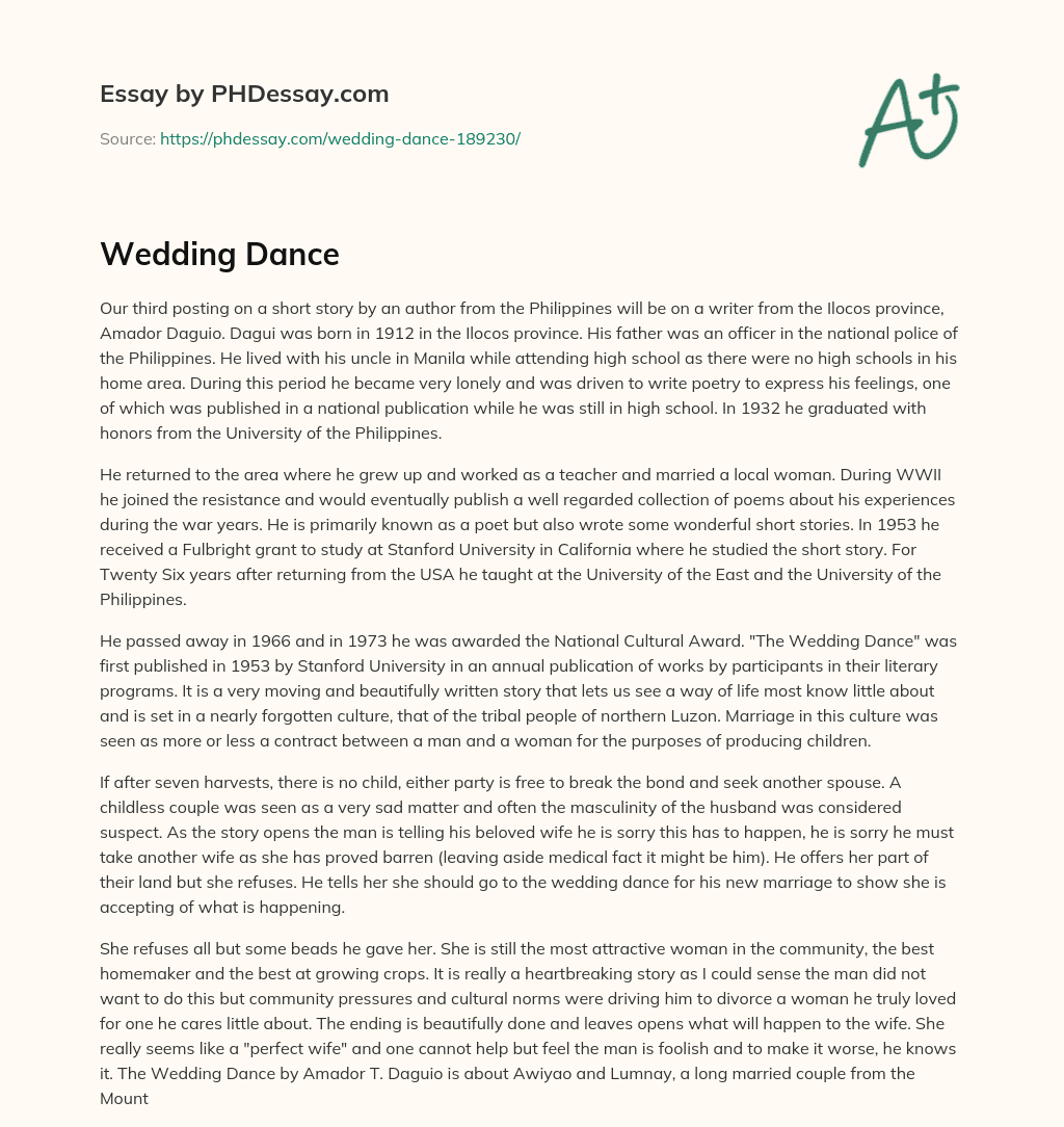 Wedding Dance essay