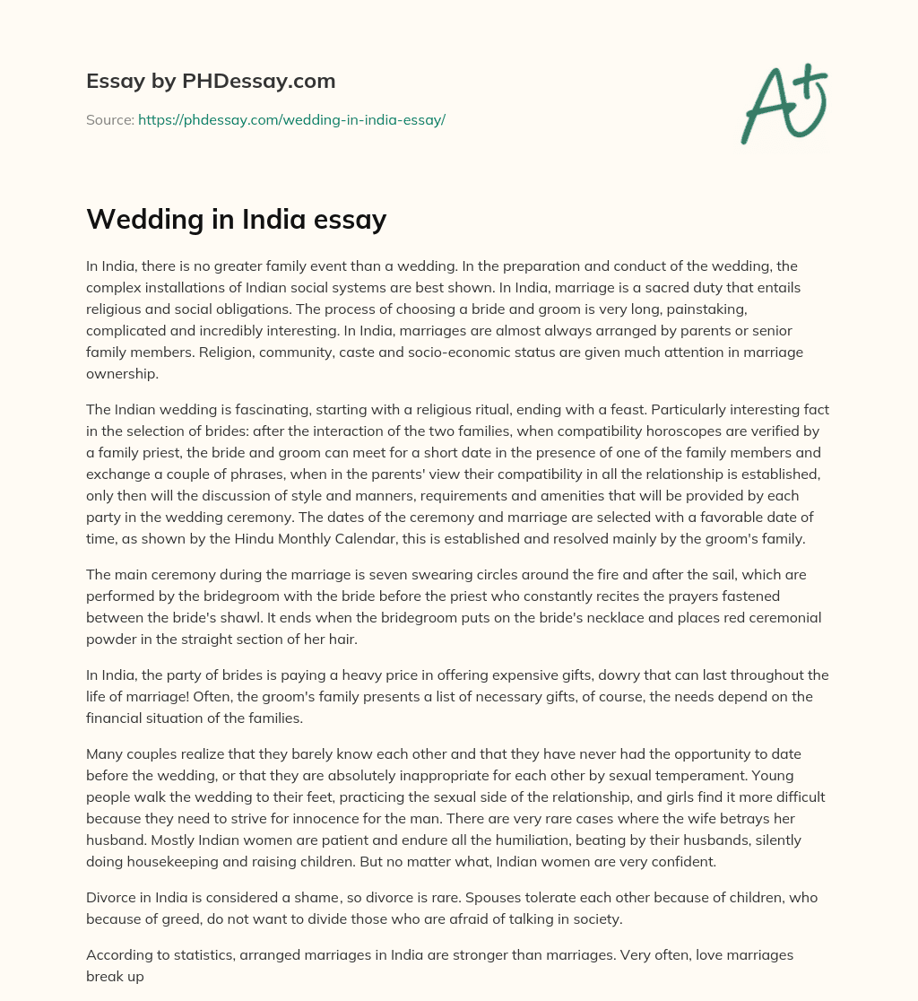 essay on indian wedding