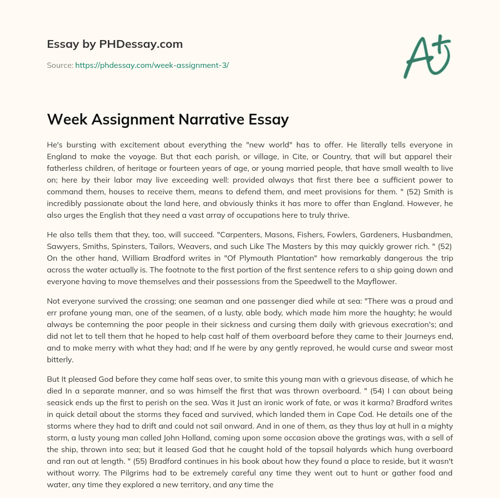 Week Assignment Narrative Essay essay