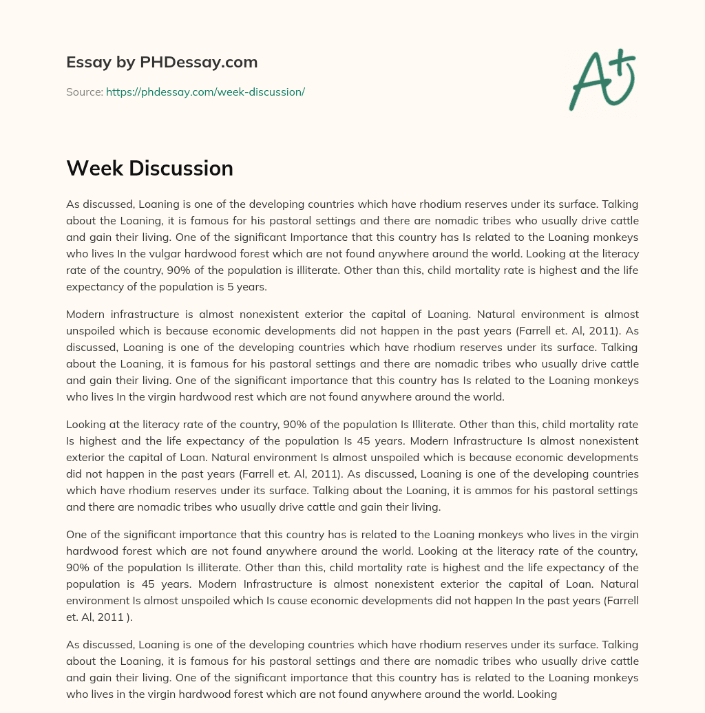 Week  Discussion essay