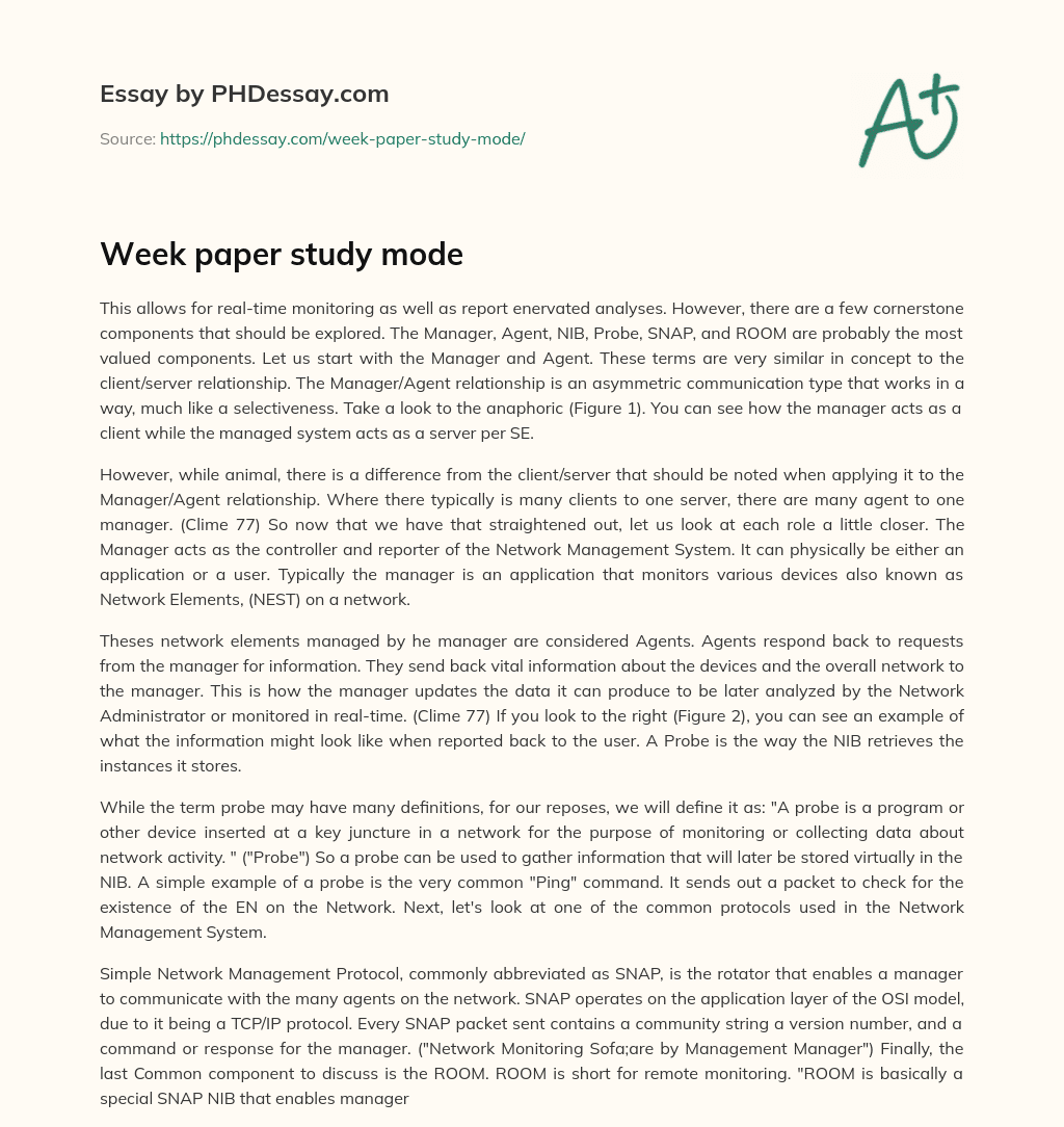 Week  paper study mode essay