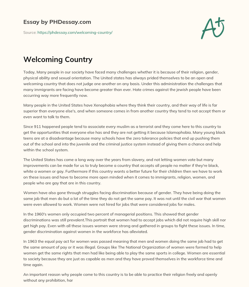 Welcoming Country essay