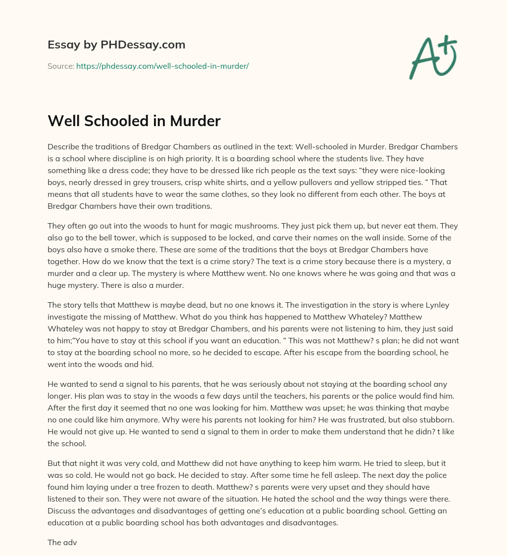 Well Schooled in Murder essay