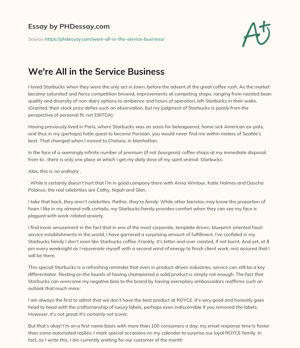 We’re All in the Service Business essay