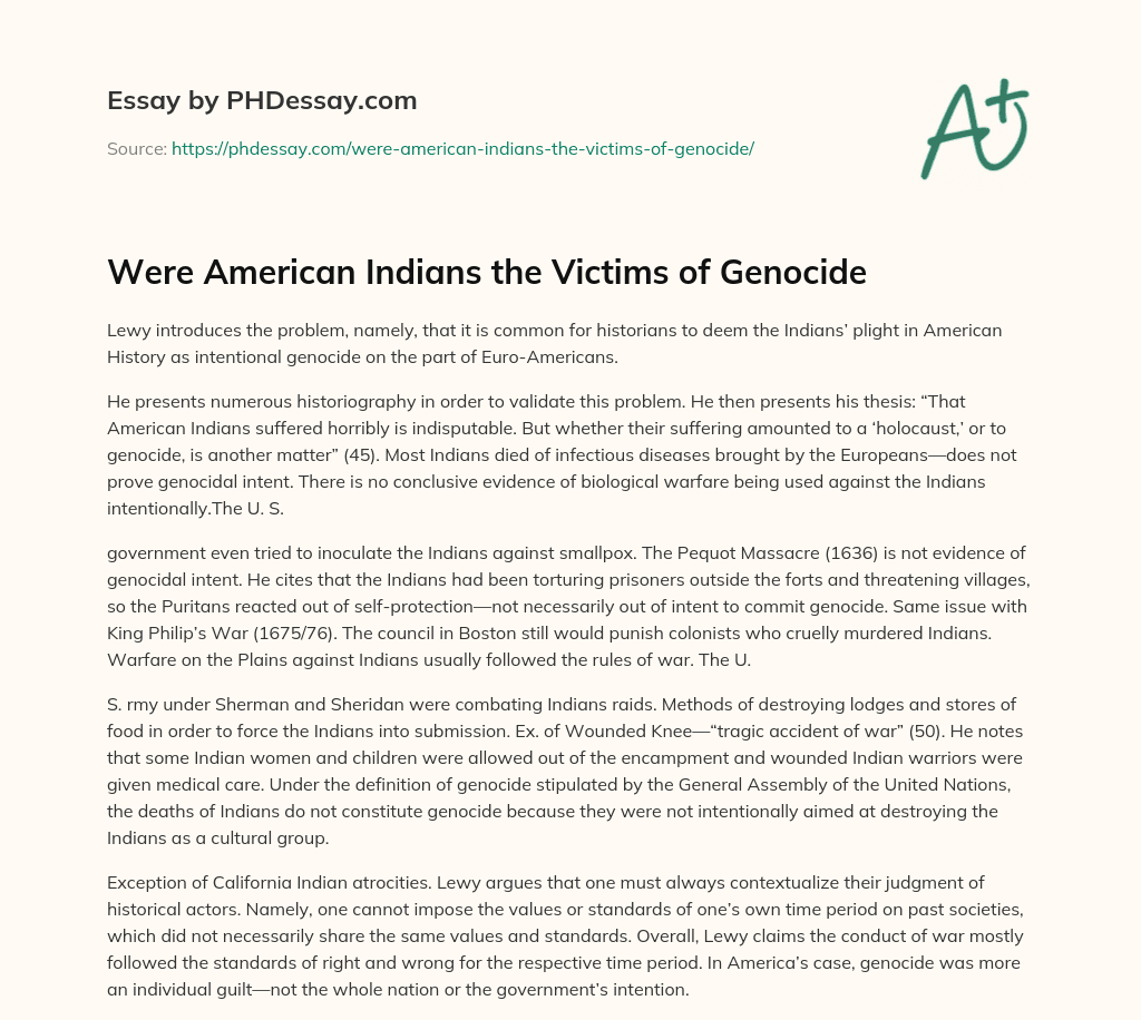 Were American Indians the Victims of Genocide essay