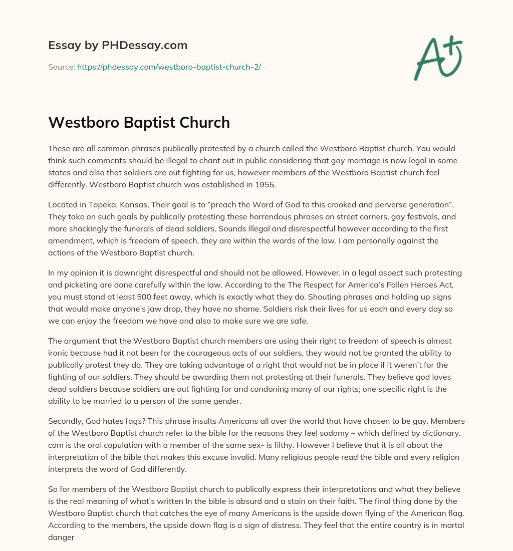 Westboro Baptist Church essay