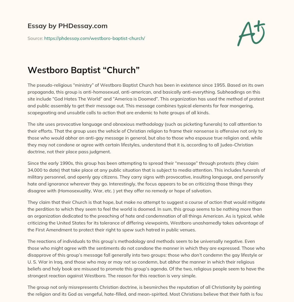 Westboro Baptist “Church” essay