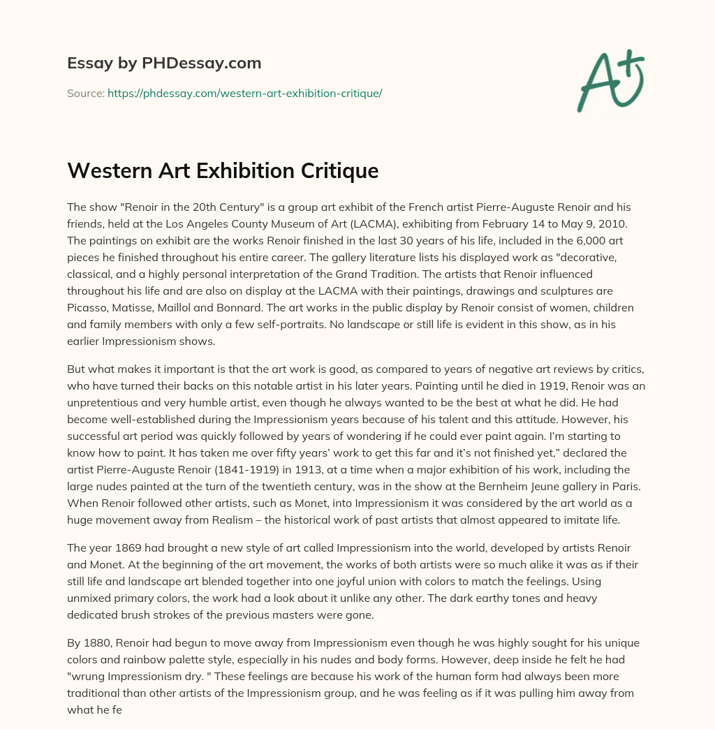 Western Art Exhibition Critique essay