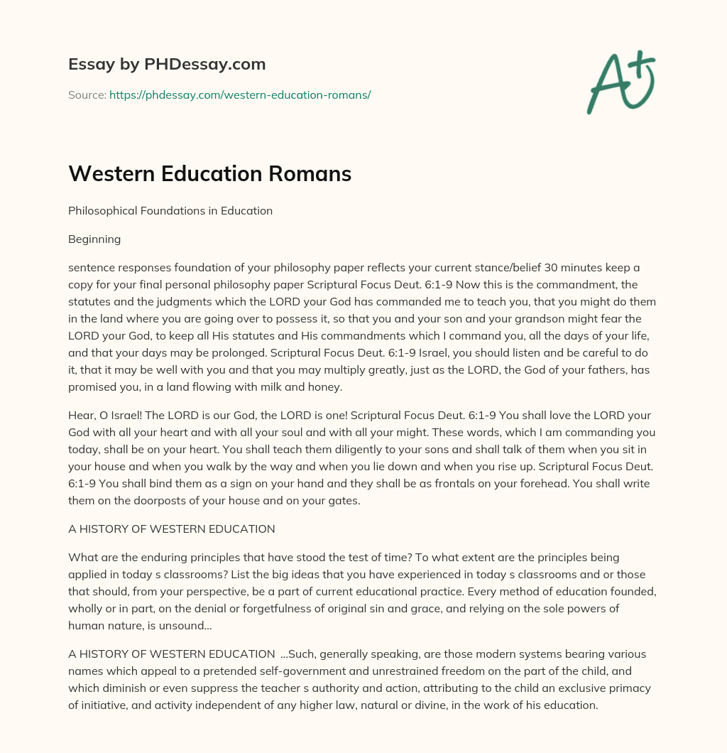 Western Education Romans essay