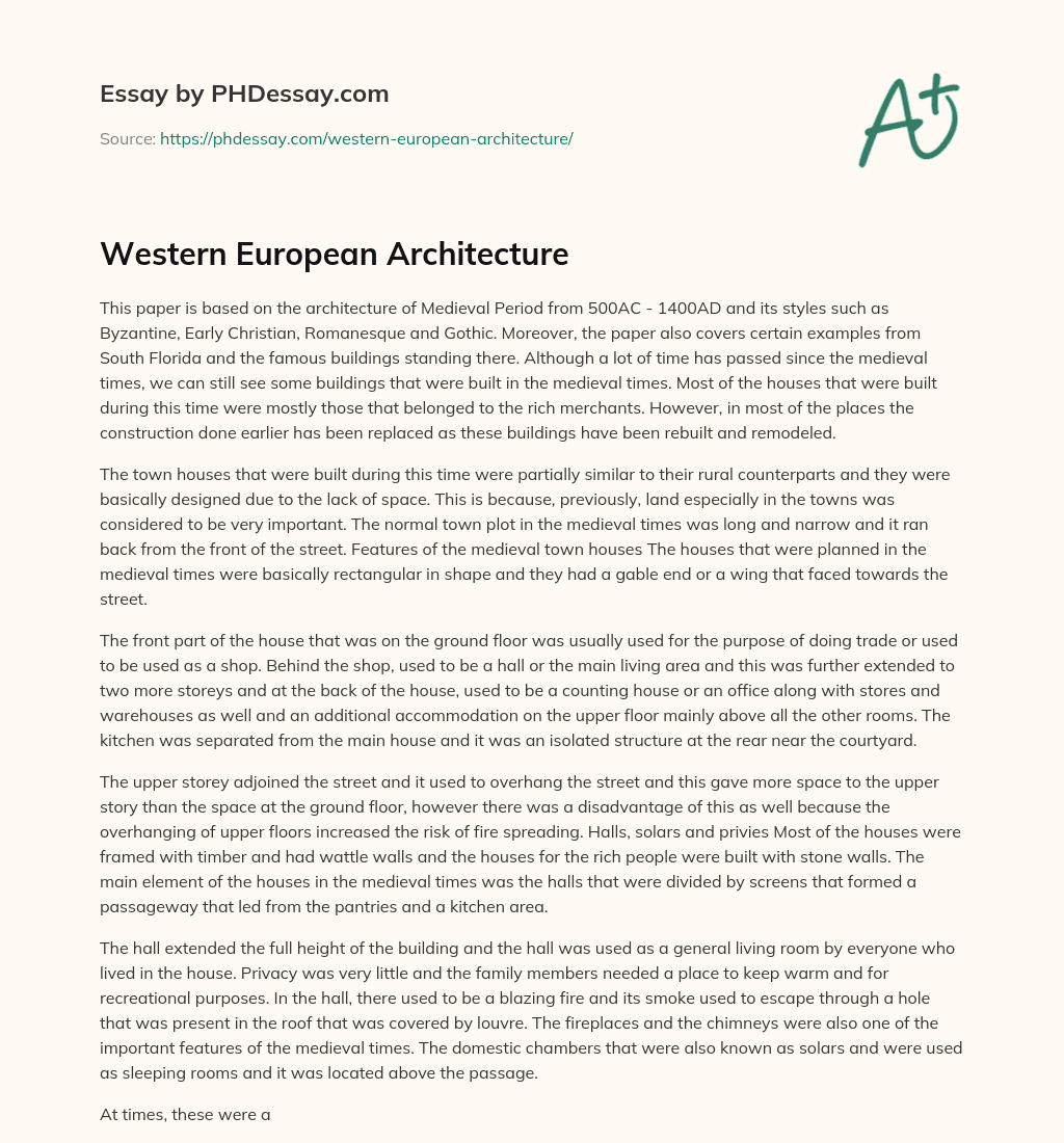 Western European Architecture essay