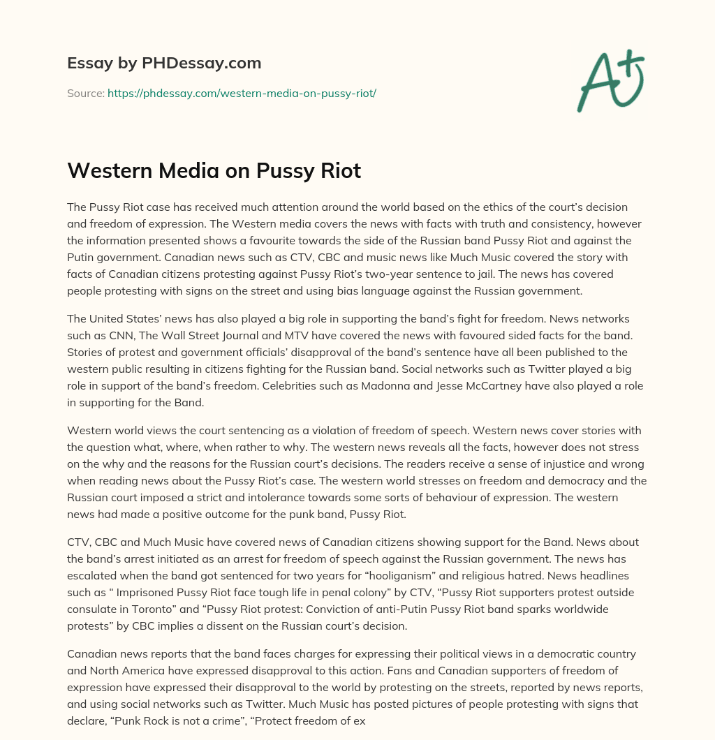 Western Media on Pussy Riot essay