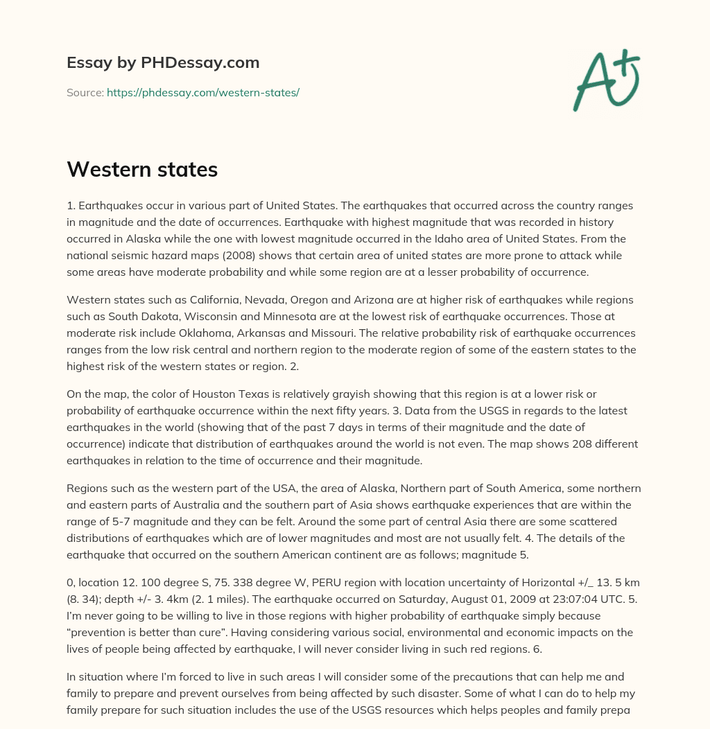 Western states essay