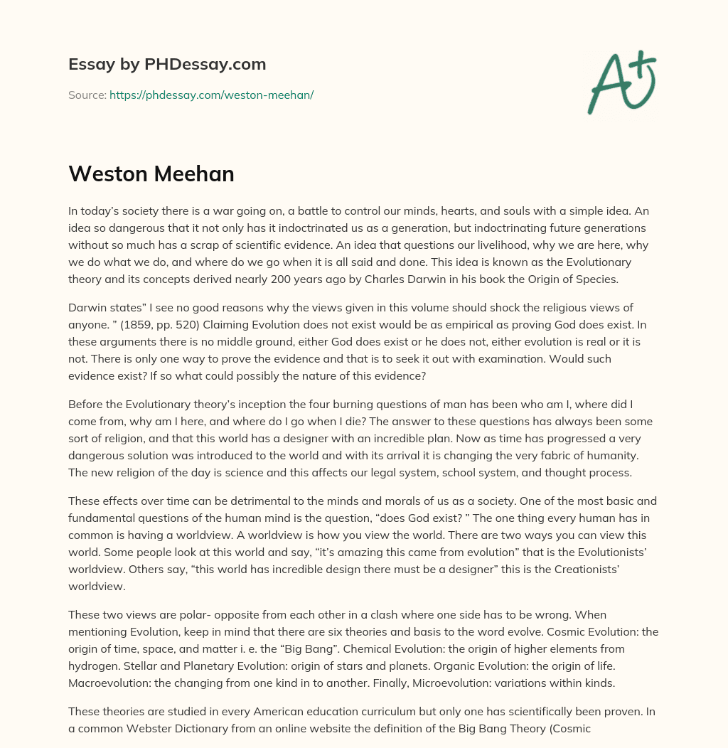 Weston Meehan essay
